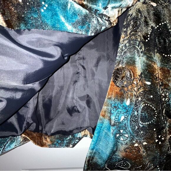 Vintage Chico’s Velour Ombre Print Metallic Button Front Jacket Coat Chicos - Picture 9 of 11